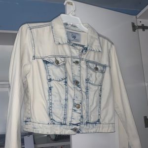 white bleach washed denim jacket